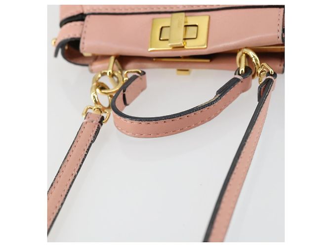 Borsa a mano FENDI Micro Peek A Boo in pelle 2 in 1 rosa oro Auth 155322 - vista 9
