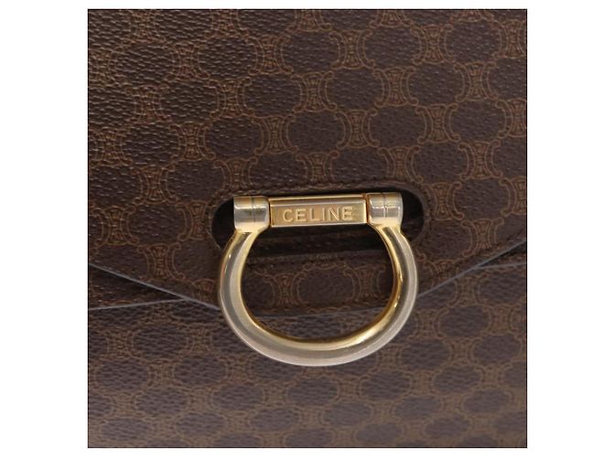 Céline Borsa a mano in tela Macadam CELINE in pelle PVC marrone oro Auth bs31809 D'oro - vista 14