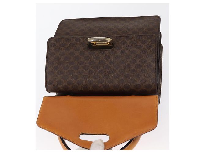 Céline Borsa a mano in tela Macadam CELINE in pelle PVC marrone oro Auth bs31809 D'oro - vista 15