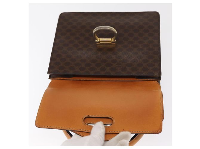 Céline Borsa a mano in tela Macadam CELINE in pelle PVC marrone oro Auth bs31809 D'oro - vista 16