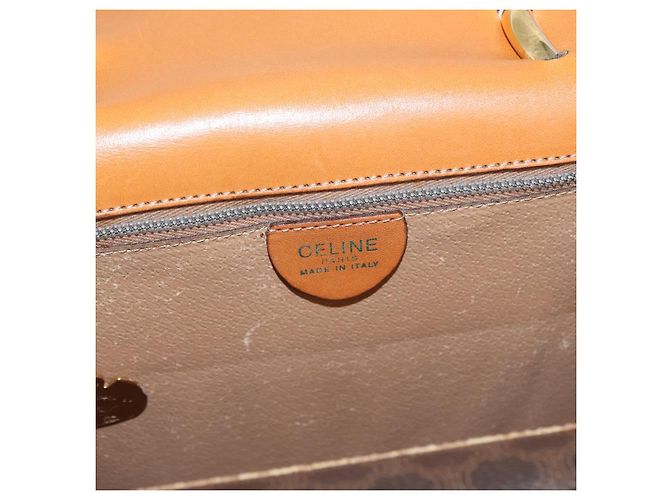 Céline Borsa a mano in tela Macadam CELINE in pelle PVC marrone oro Auth bs31809 D'oro - vista 17