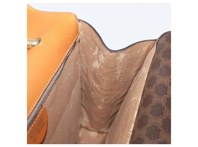 Céline Borsa a mano in tela Macadam CELINE in pelle PVC marrone oro Auth bs31809 D'oro - vista 19