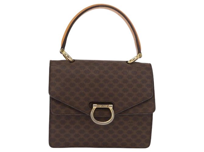 Céline Borsa a mano in tela Macadam CELINE in pelle PVC marrone oro Auth bs31809 D'oro - vista 2