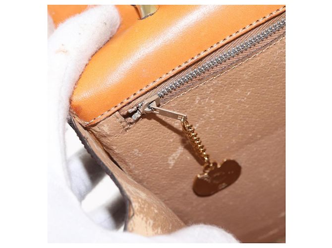 Céline Borsa a mano in tela Macadam CELINE in pelle PVC marrone oro Auth bs31809 D'oro - vista 24