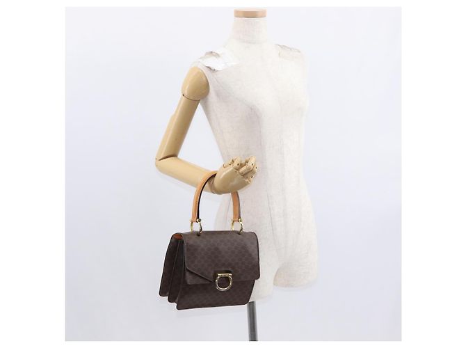 Céline Borsa a mano in tela Macadam CELINE in pelle PVC marrone oro Auth bs31809 D'oro - vista 27