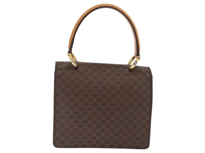 Céline Borsa a mano in tela Macadam CELINE in pelle PVC marrone oro Auth bs31809 D'oro - vista 3