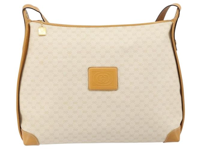 Gucci Borsa a Spalla Micro GG Supreme PVC Beige Oro 104 004 0024 Auth BA9177 D'oro - vista 2