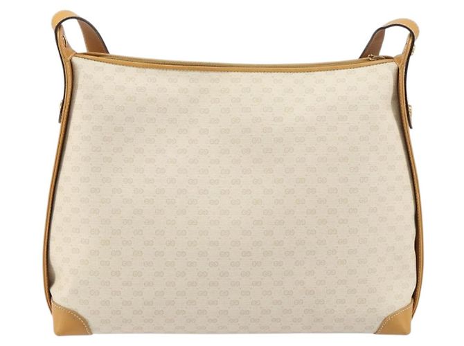Gucci Borsa a Spalla Micro GG Supreme PVC Beige Oro 104 004 0024 Auth BA9177 D'oro - vista 3