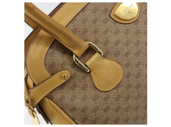 Gucci Borsa a mano Micro GG Supreme in PVC beige e oro 000 106 1325 Auth 157759 D'oro - vista 15