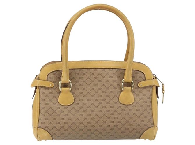 Gucci Borsa a mano Micro GG Supreme in PVC beige e oro 000 106 1325 Auth 157759 D'oro - vista 3