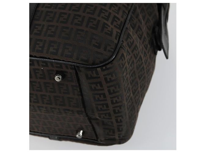 Bolso Boston de lona Zucchino FENDI marrón negro Auth am9942 Castaño - vista 10