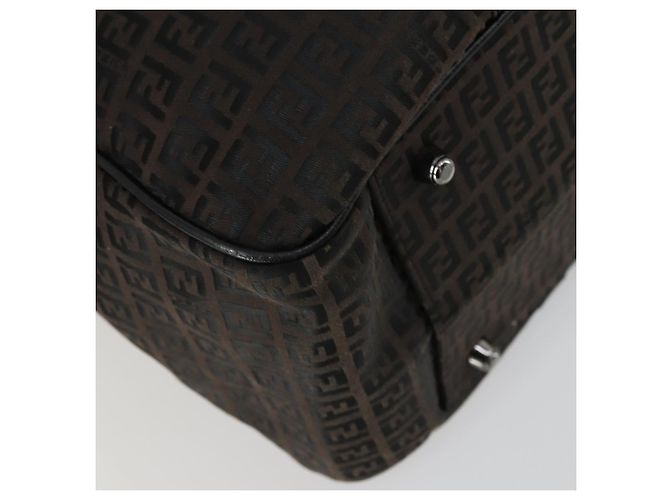 Bolso Boston de lona Zucchino FENDI marrón negro Auth am9942 Castaño - vista 13