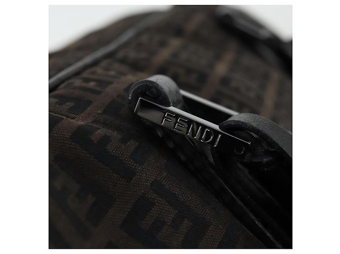 Bolso Boston de lona Zucchino FENDI marrón negro Auth am9942 Castaño - vista 14