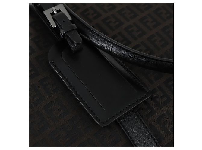 Bolso Boston de lona Zucchino FENDI marrón negro Auth am9942 Castaño - vista 15