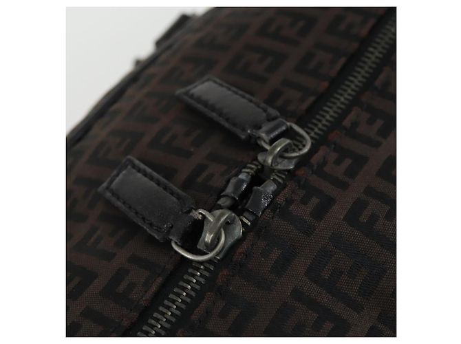 Bolso Boston de lona Zucchino FENDI marrón negro Auth am9942 Castaño - vista 16