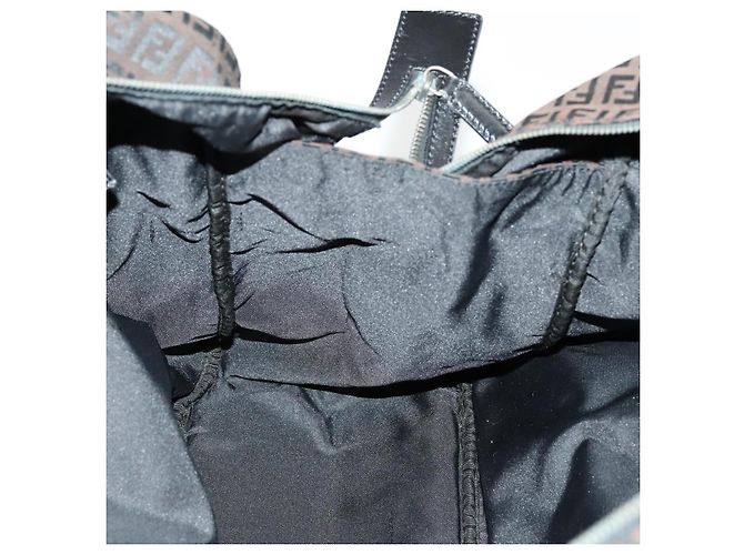 Bolso Boston de lona Zucchino FENDI marrón negro Auth am9942 Castaño - vista 18
