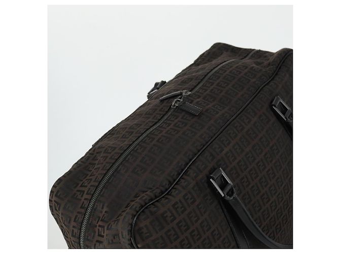 Bolso Boston de lona Zucchino FENDI marrón negro Auth am9942 Castaño - vista 6