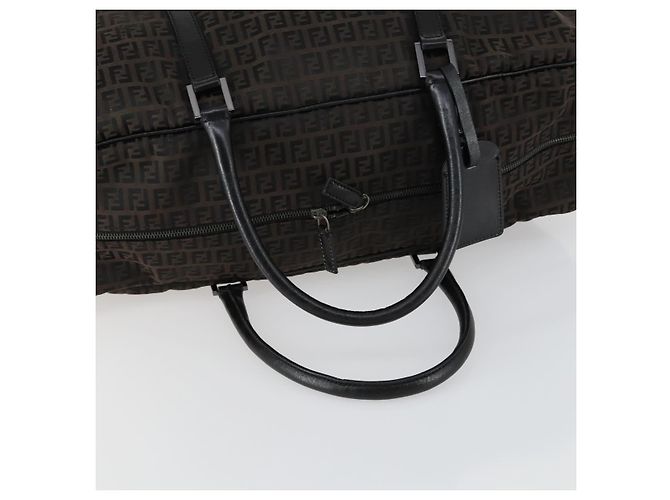 Bolso Boston de lona Zucchino FENDI marrón negro Auth am9942 Castaño - vista 7