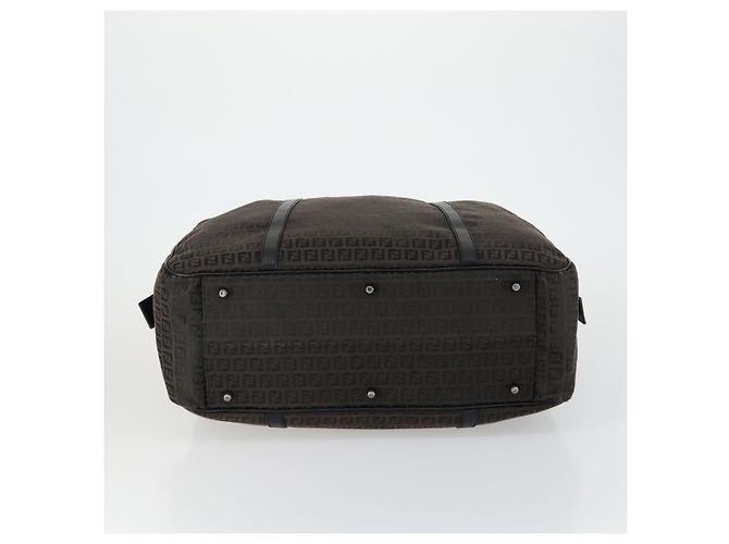 Bolso Boston de lona Zucchino FENDI marrón negro Auth am9942 Castaño - vista 9