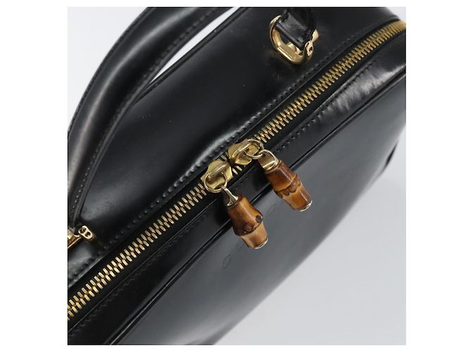 Borsa a Mano GUCCI Bamboo Smalto Nero Oro 000 2122 0565 Auth 157337 D'oro - vista 14