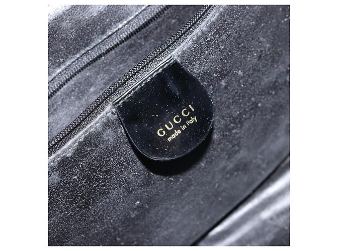 Borsa a Mano GUCCI Bamboo Smalto Nero Oro 000 2122 0565 Auth 157337 D'oro - vista 15