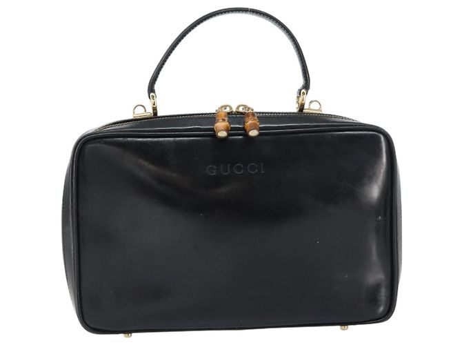 Borsa a Mano GUCCI Bamboo Smalto Nero Oro 000 2122 0565 Auth 157337 D'oro - vista 2