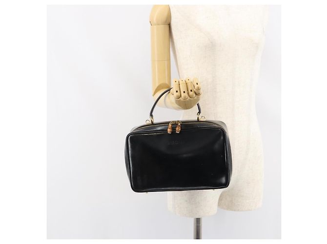Borsa a Mano GUCCI Bamboo Smalto Nero Oro 000 2122 0565 Auth 157337 D'oro - vista 21