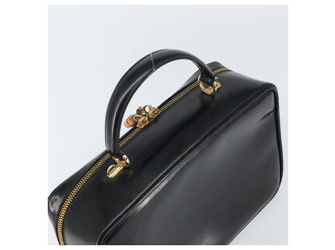 Borsa a Mano GUCCI Bamboo Smalto Nero Oro 000 2122 0565 Auth 157337 D'oro - vista 6