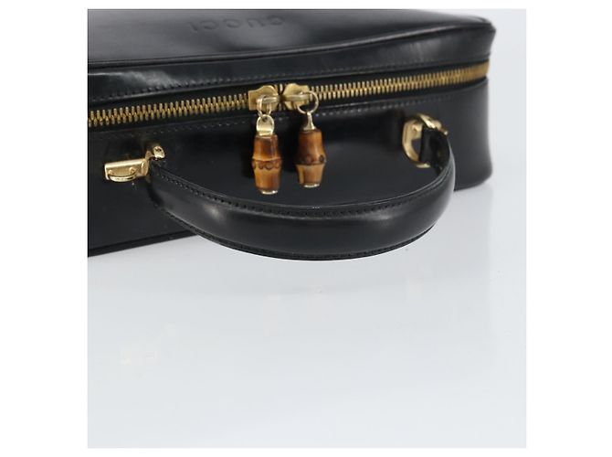 Borsa a Mano GUCCI Bamboo Smalto Nero Oro 000 2122 0565 Auth 157337 D'oro - vista 7