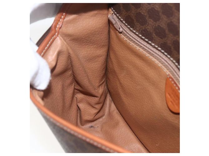 Céline Borsa a spalla circolare in tela Macadam CELINE in pelle PVC marrone oro Auth 158110 D'oro - vista 18