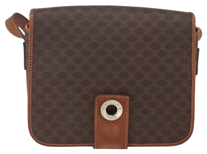Céline Borsa a spalla circolare in tela Macadam CELINE in pelle PVC marrone oro Auth 158110 D'oro - vista 2