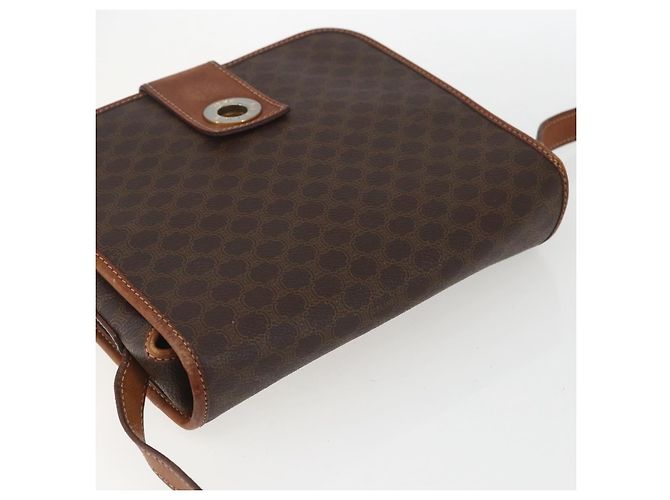 Céline Borsa a spalla circolare in tela Macadam CELINE in pelle PVC marrone oro Auth 158110 D'oro - vista 6