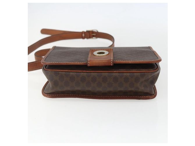 Céline Borsa a spalla circolare in tela Macadam CELINE in pelle PVC marrone oro Auth 158110 D'oro - vista 9