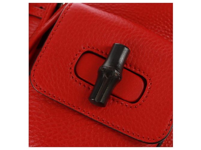 Gucci Bamboo Rucksack Leder Rot Silber 370833 Auth 158958V - Ansicht 19