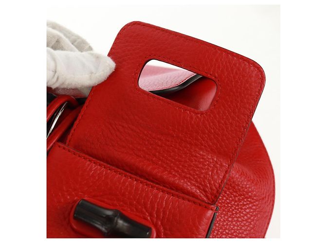 Gucci Bamboo Rucksack Leder Rot Silber 370833 Auth 158958V - Ansicht 20