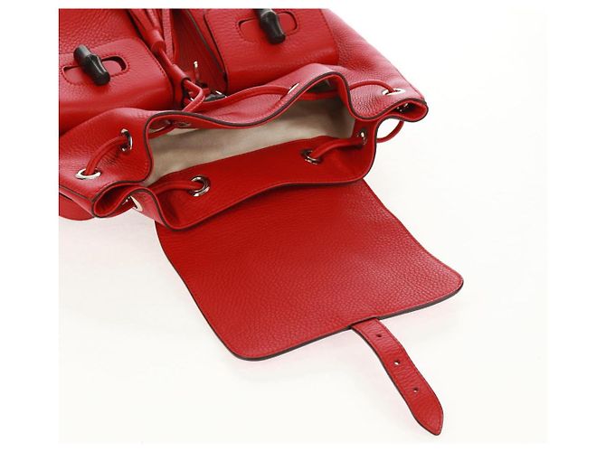 Gucci Bamboo Rucksack Leder Rot Silber 370833 Auth 158958V - Ansicht 25