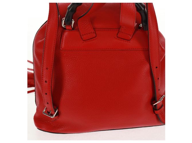 Gucci Bamboo Rucksack Leder Rot Silber 370833 Auth 158958V - Ansicht 4