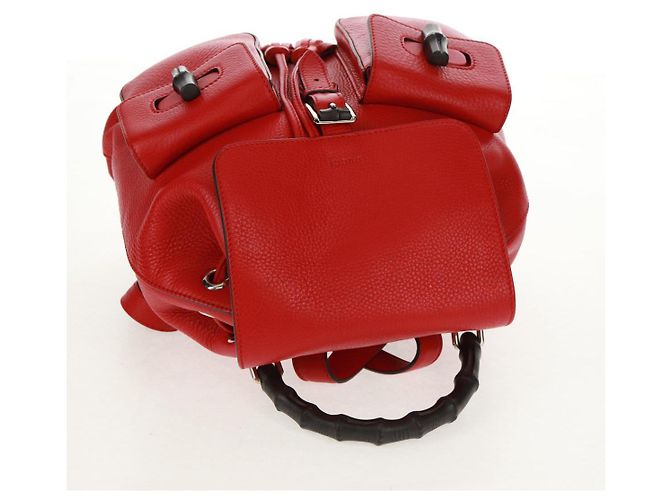 Gucci Bamboo Rucksack Leder Rot Silber 370833 Auth 158958V - Ansicht 7