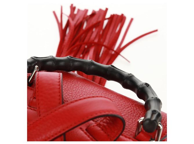 Gucci Bamboo Rucksack Leder Rot Silber 370833 Auth 158958V - Ansicht 9
