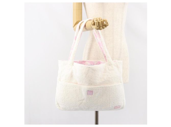 Sac Tote Christian Dior en coton blanc Auth 160672 - vue 21