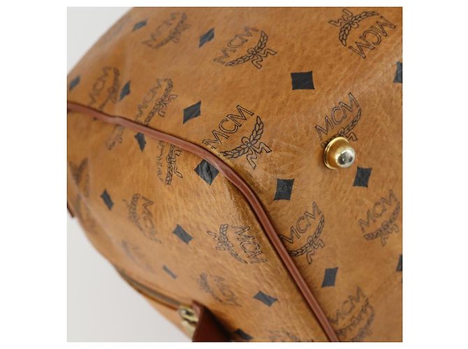 Borsa Boston MCM Logogram Vicetos in pelle PVC marrone e oro Auth 153190 D'oro - vista 11