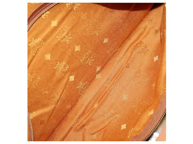 Borsa Boston MCM Logogram Vicetos in pelle PVC marrone e oro Auth 153190 D'oro - vista 20