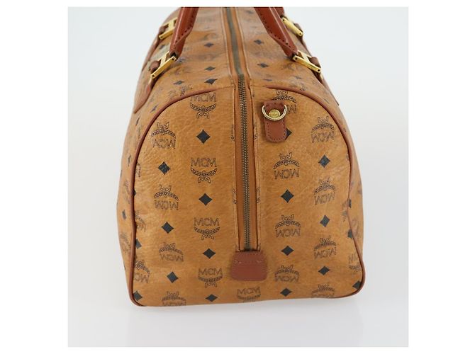 Borsa Boston MCM Logogram Vicetos in pelle PVC marrone e oro Auth 153190 D'oro - vista 4