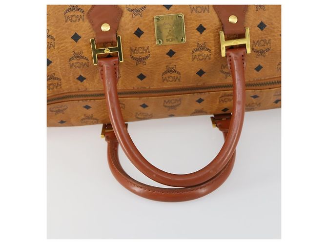 Borsa Boston MCM Logogram Vicetos in pelle PVC marrone e oro Auth 153190 D'oro - vista 7
