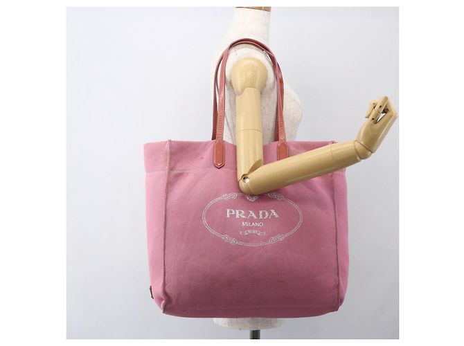 Prada Tote Bag aus Canvas Rosa Authentisch 158495 Pink - Ansicht 21