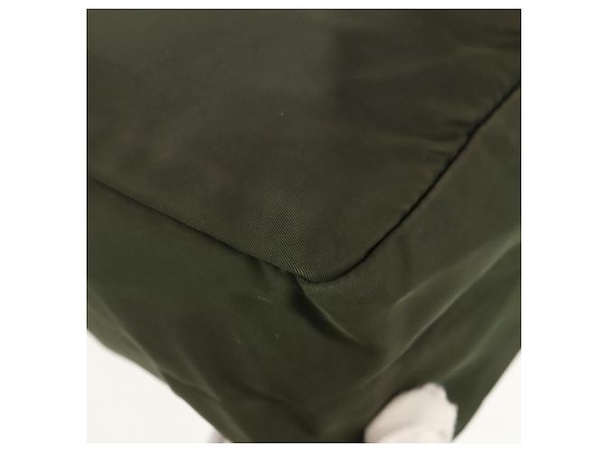 PRADA Schultertasche Nylon Khaki Silber Authentisch 158481 - Ansicht 13