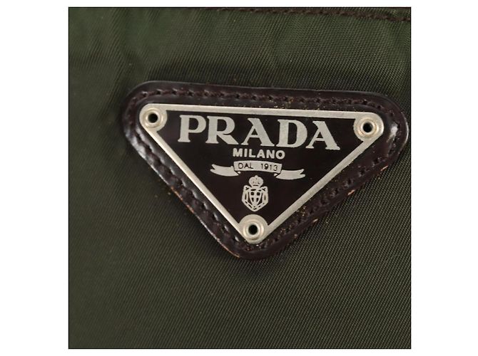 PRADA Schultertasche Nylon Khaki Silber Authentisch 158481 - Ansicht 15