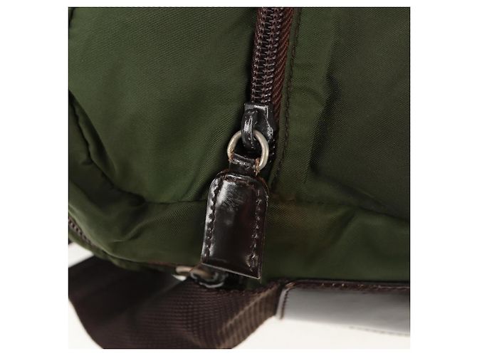 PRADA Schultertasche Nylon Khaki Silber Authentisch 158481 - Ansicht 16