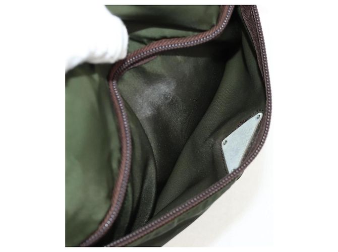 PRADA Schultertasche Nylon Khaki Silber Authentisch 158481 - Ansicht 17