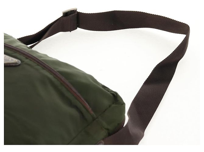 PRADA Schultertasche Nylon Khaki Silber Authentisch 158481 - Ansicht 9